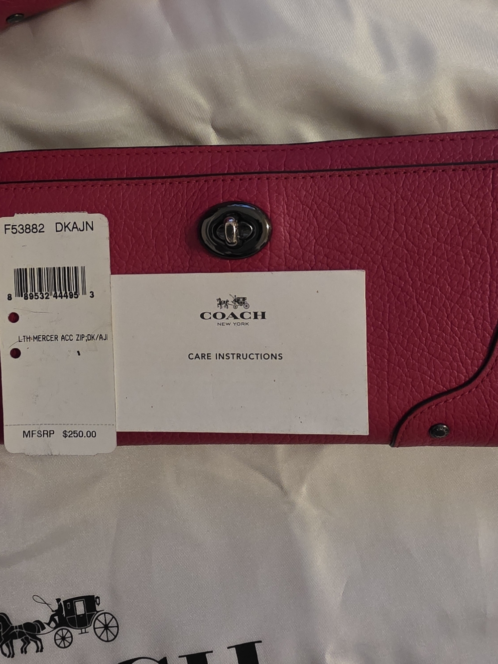 FULL SET!Coach Mercer 30 & Matching Wallet - Dark Fuchsia - Complete w/ MSRP Tag - Picture 4 of 14